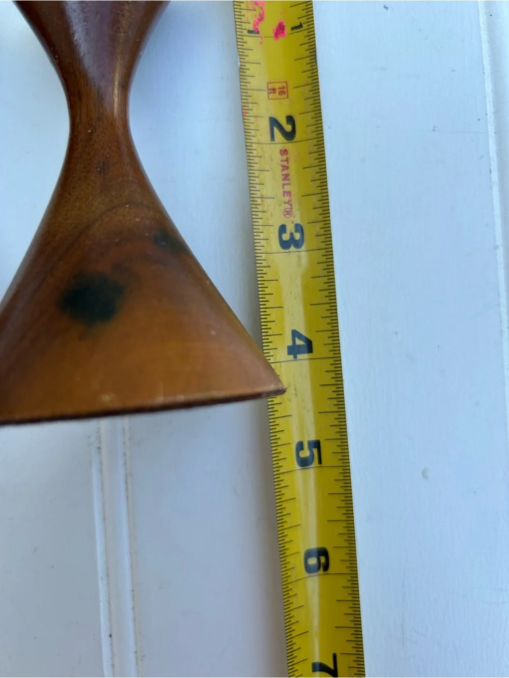 Vintage Candle Holders Mid-Century Modern Brown Wooden Hourglass Lot of Two 4”